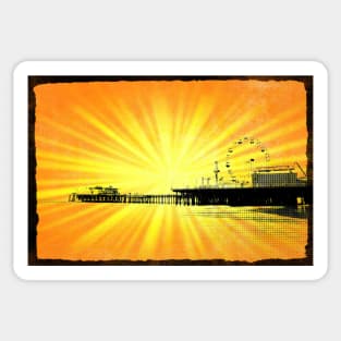 Santa Monica Pier Yellow Sunburst Sticker